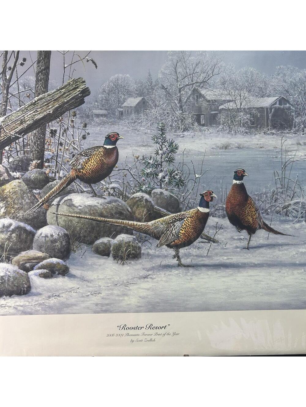 Scott Zoellick "Rooster Resort" Pheasant Farm Art Print Signed & # 2905/4500